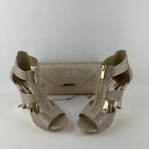 Super Cute Rhinestone Shoes and Matching Clutch